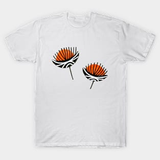 Floral Stem Black Orange T-Shirt